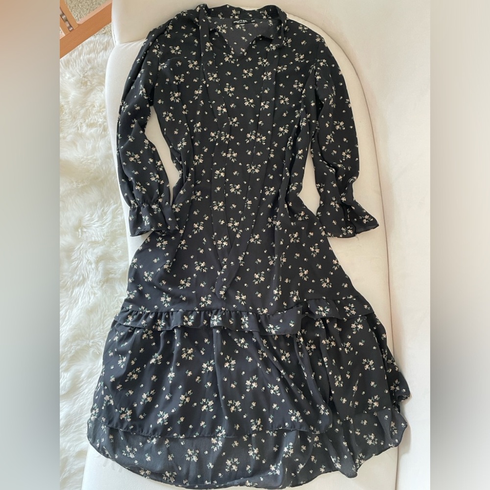 Nasty Gal Long Floral Black Dress Size Small